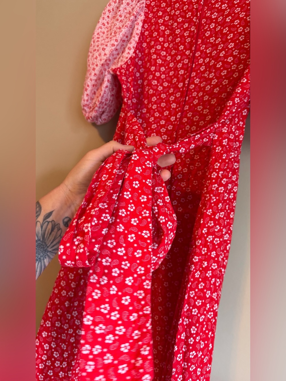 Vintage 70’s Strawberry Shortcake Ditsy Floral Prairie Cottagecore Maxi Dress - Picture 13 of 15